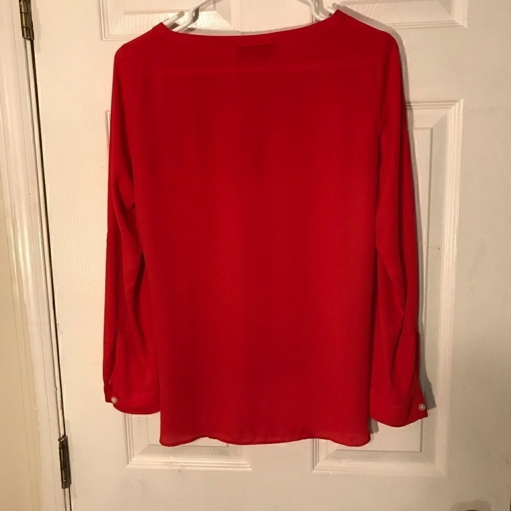 🌈Loft XSP Silky Red Long Roll Up Sleeves - Picture 3 of 6